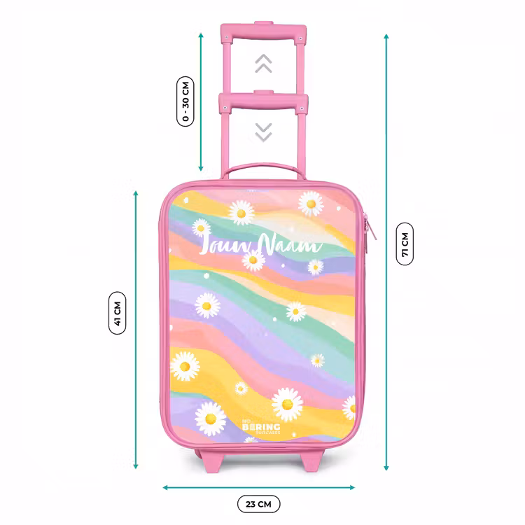 Kinderkoffer - Roze - Madeliefjes op regenboogachtergrond — 6
