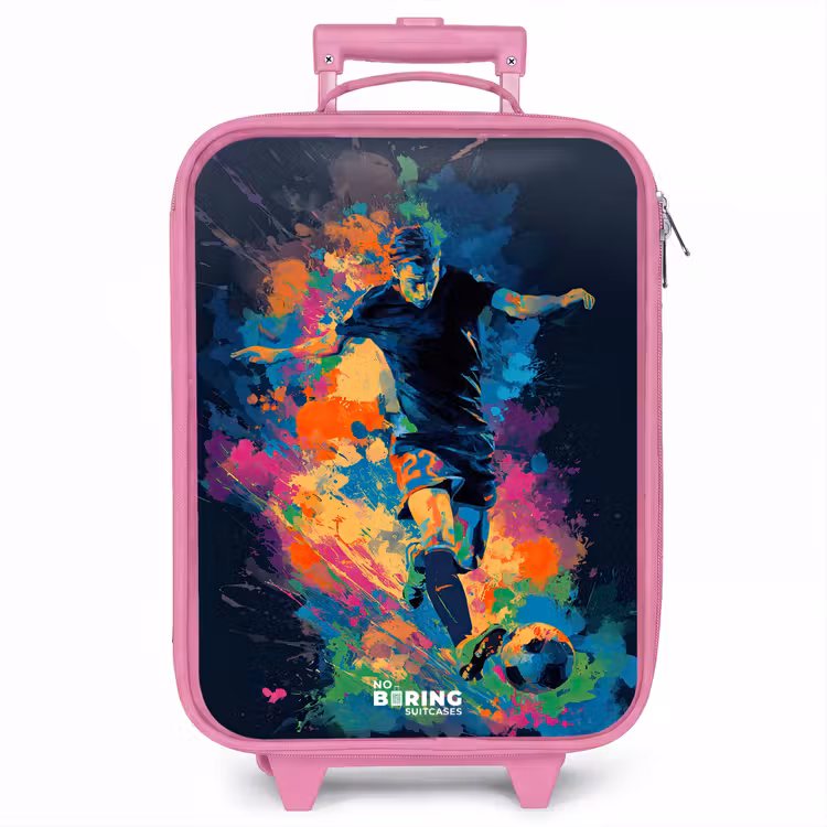 Kinderkoffer - Roze - Neon - Voetballer - Kleurrijk — 1