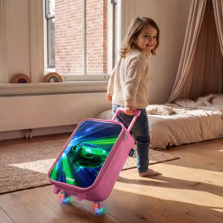 Kinderkoffer - Roze - Raceauto - Felgroen - Lichtstralen - Snelheid — 3