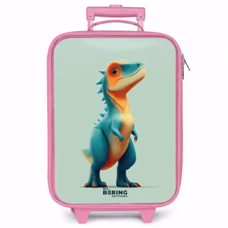 Kinderkoffer - Roze - Stoere dino met grote ogen — 1