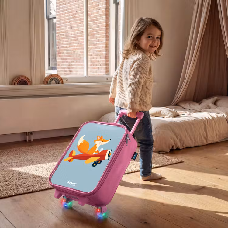Kinderkoffer - Roze - Vos - Vliegtuig - Vliegen — 3