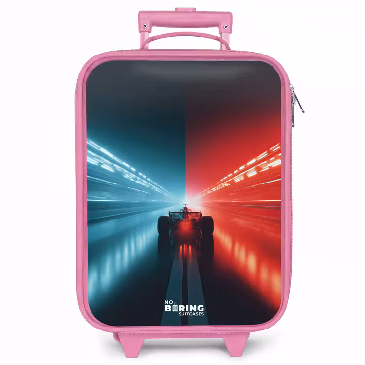 Kinderkoffer - Roze - Baan - Raceauto - Neon - Rood — 1