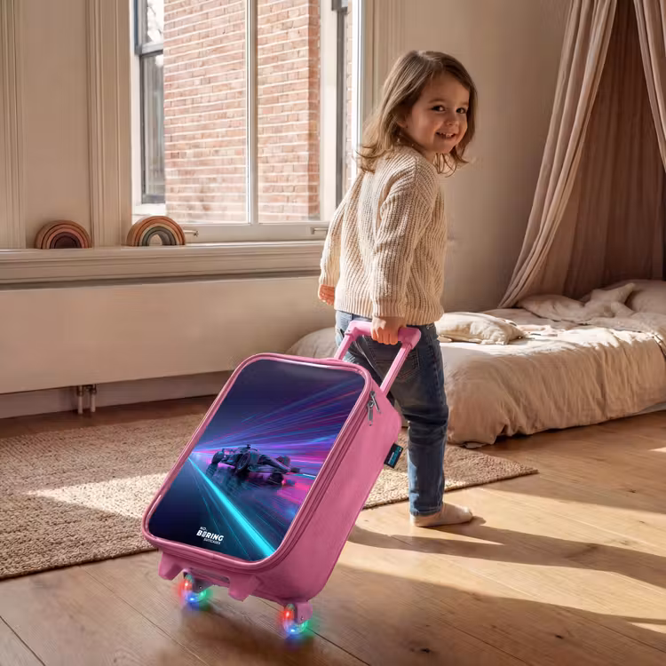 Kinderkoffer - Roze - Neon - Raceauto - Lichtstrepen - Paars — 3
