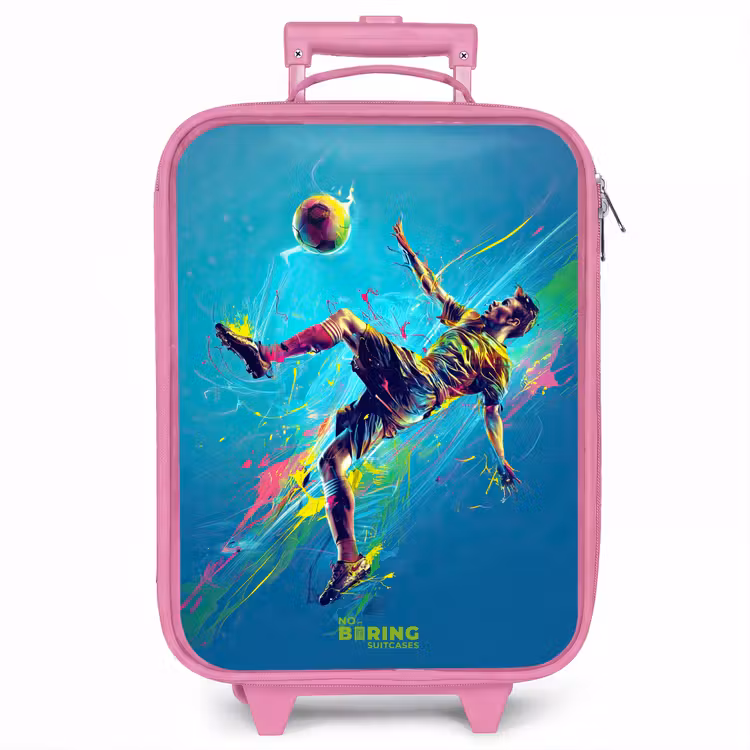 Kinderkoffer - Roze - Neon - Voetbal - Schop - Kleurrijk — 1