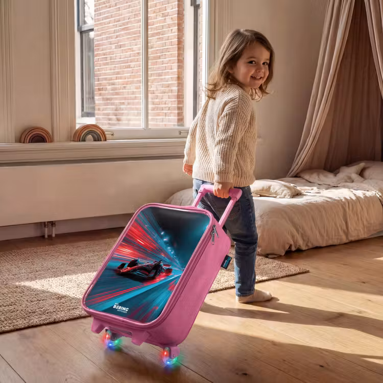 Kinderkoffer - Roze - Raceauto - Baan - Neon - Verlichting — 3