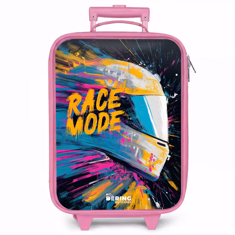 Kinderkoffer - Roze - Racehelm - Verfspatten - Penseelstreken - Race mode — 1