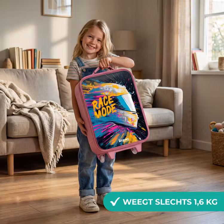 Kinderkoffer - Roze - Racehelm - Verfspatten - Penseelstreken - Race mode — 2