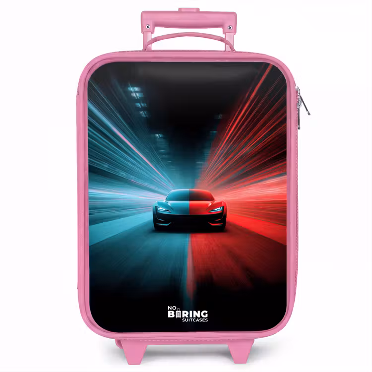 Kinderkoffer - Roze - Sportwagen - Lichtstralen - Neon - Blauw — 1