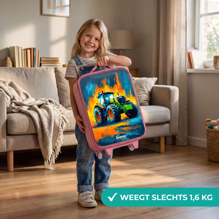 Kinderkoffer - Roze - Tractor - Groen - Abstract - Penseelstreken — 2