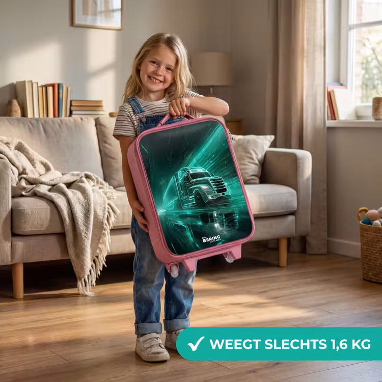 Kinderkoffer - Roze - Vrachtwagen - Neon - Groen - Stad — 2