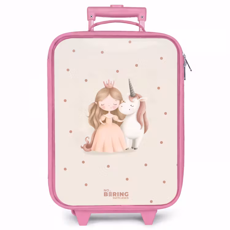 Kinderkoffer - Roze - Prinses en een eenhoorn in pastel kleuren — 1