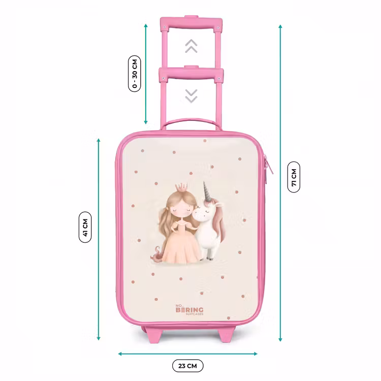 Kinderkoffer - Roze - Prinses en een eenhoorn in pastel kleuren — 6