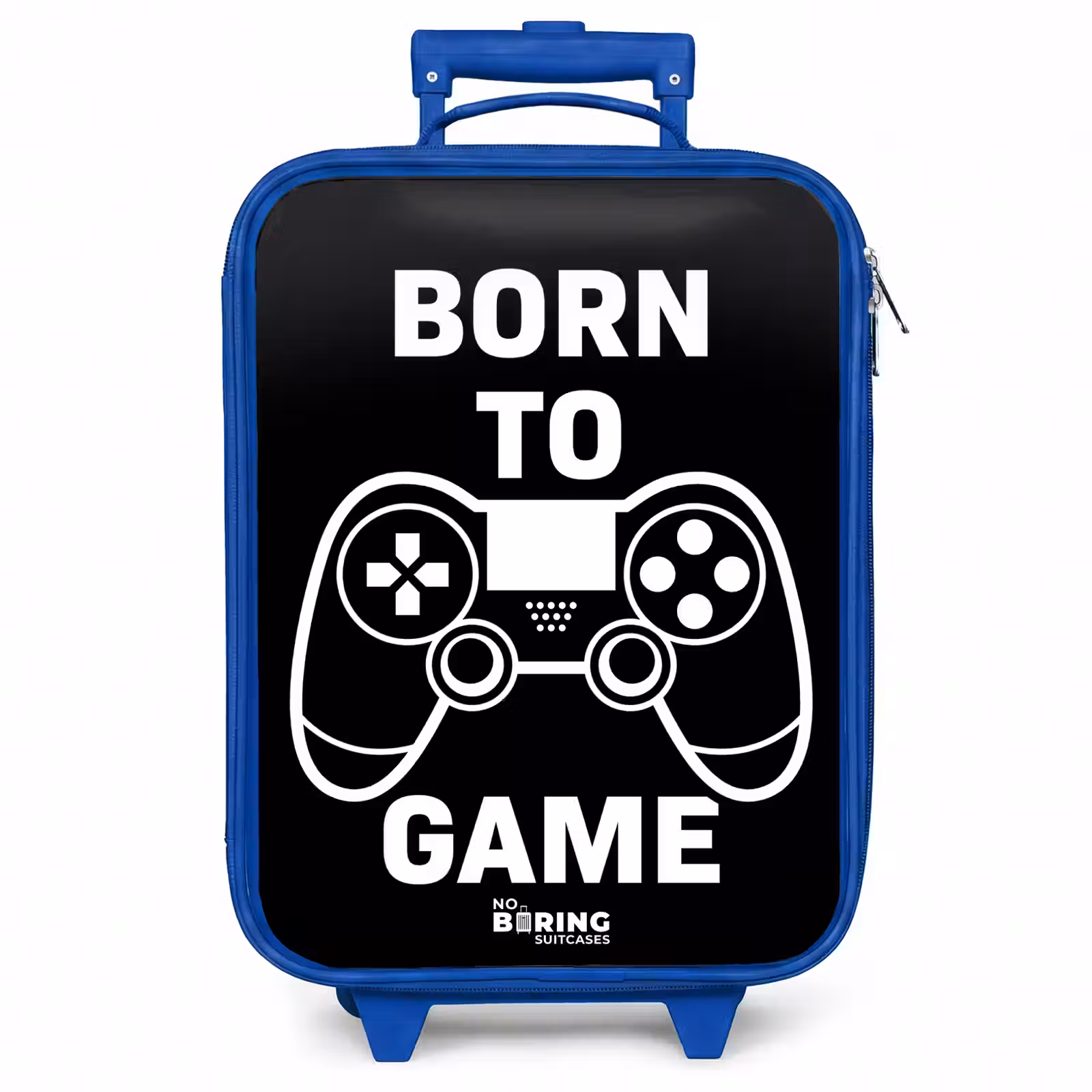 Kinderkoffer - Blauw - Qoute met controller in zwart wit — 1