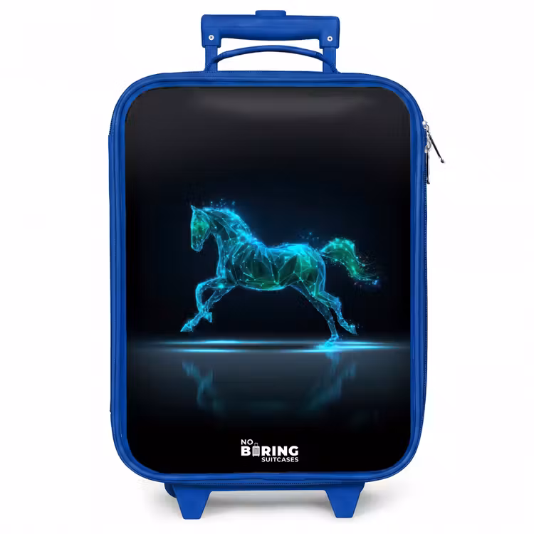 Kinderkoffer - Blauw - Futuristisch galopperend paard — 1