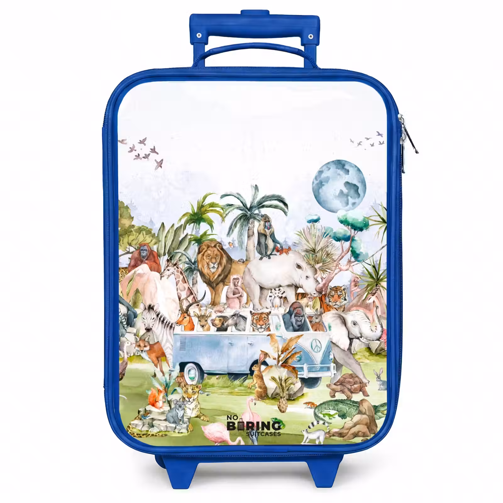 Kinderkoffer - Blauw - Busje met allemaal dieren — 1