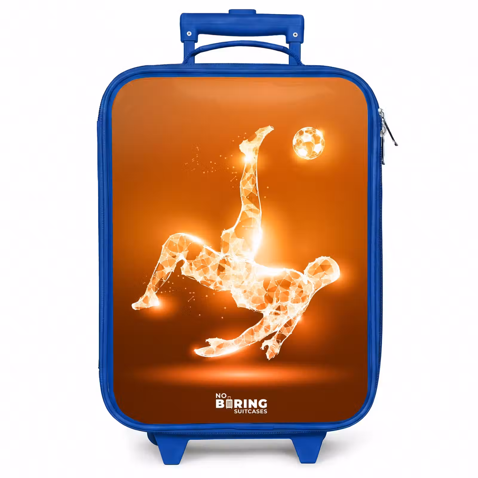 Kinderkoffer - Blauw - Oranje lichtvoetballer in zweefmoment — 1
