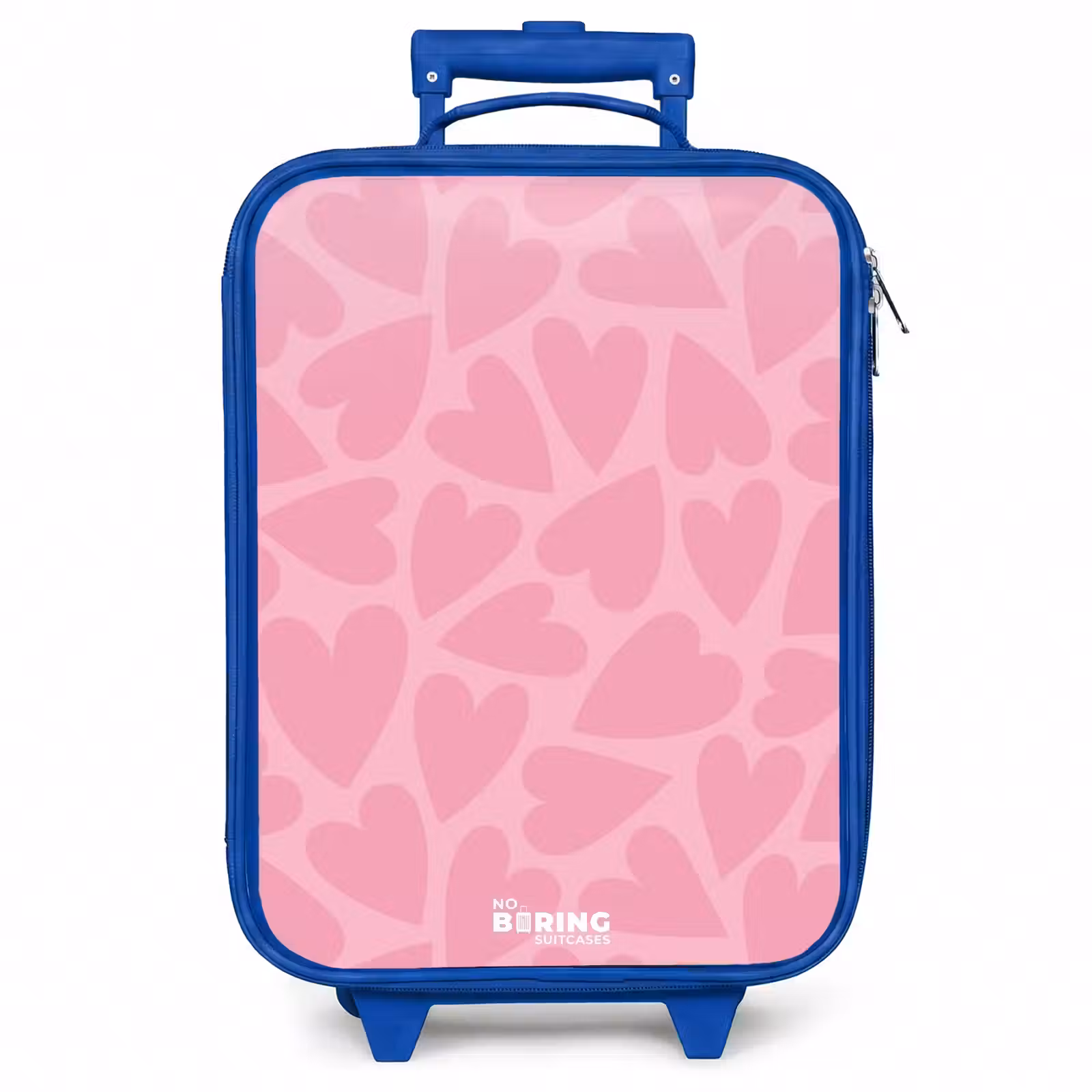 Kinderkoffer - Blauw - Roze hartjes patroon — 1