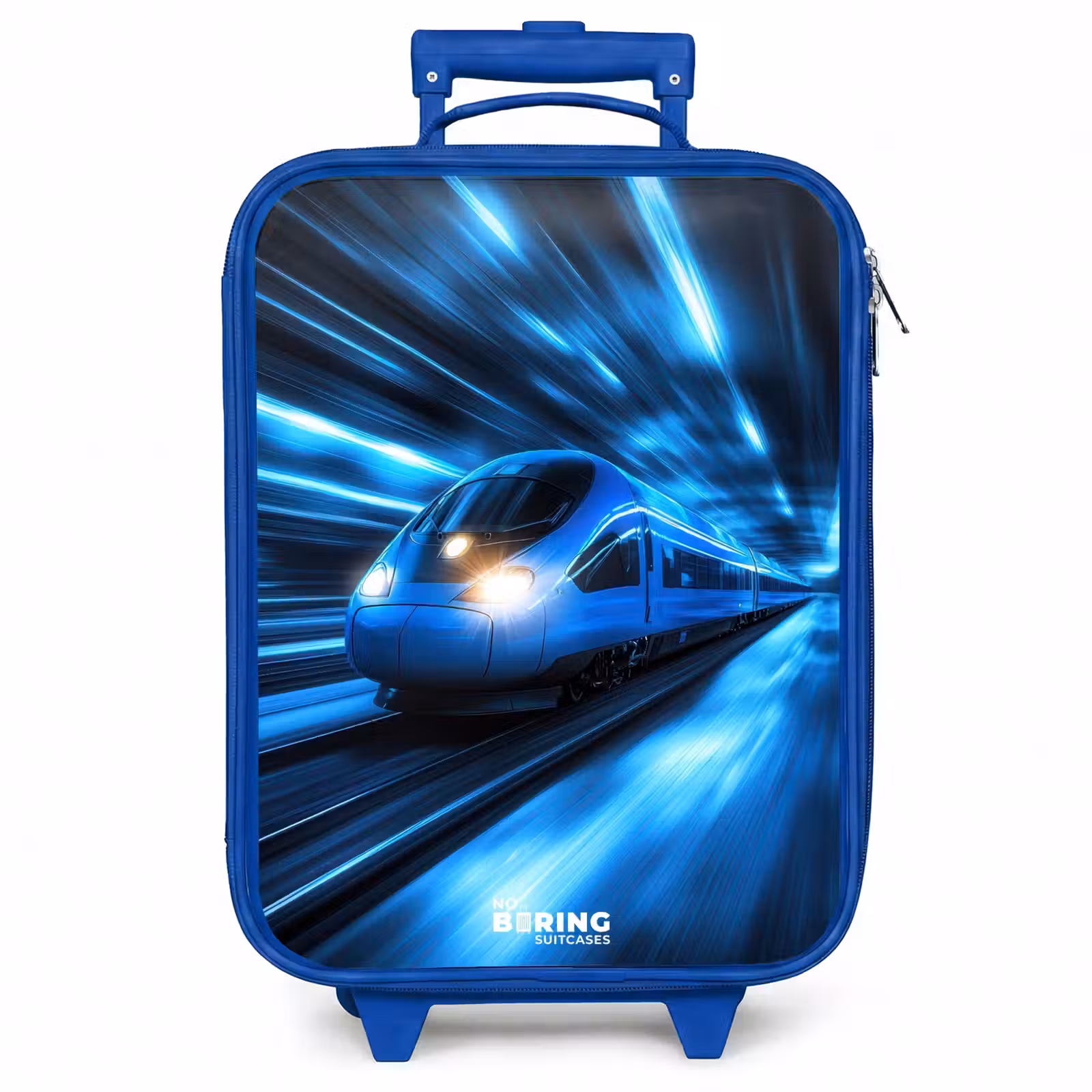 Kinderkoffer - Blauw - Supersnelle trein in neonblauwe tunnel — 1