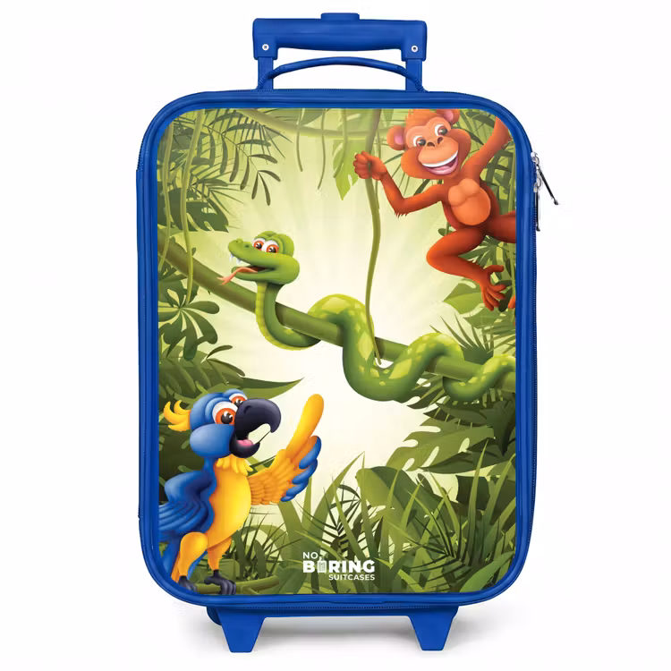 Kinderkoffer - Blauw - Dieren in de jungle — 1