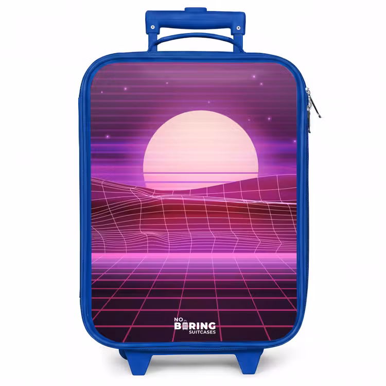 Kinderkoffer - Blauw - Rasterlandschap met zon — 1