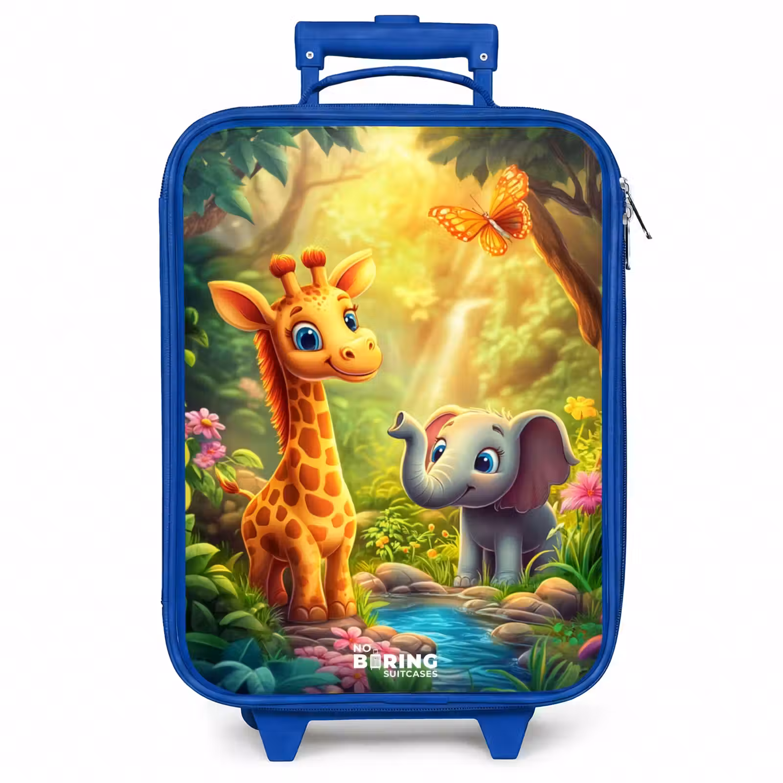 Kinderkoffer - Blauw - Giraf en olifant bij beekje in de Jungle — 1