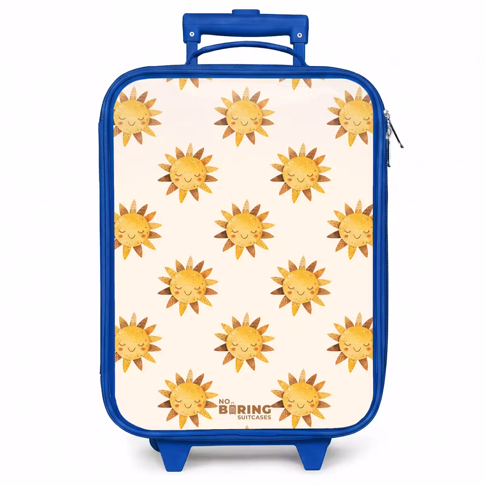 Kinderkoffer - Blauw - Lachende zonnetjes als patroon op beige achtergrond — 1