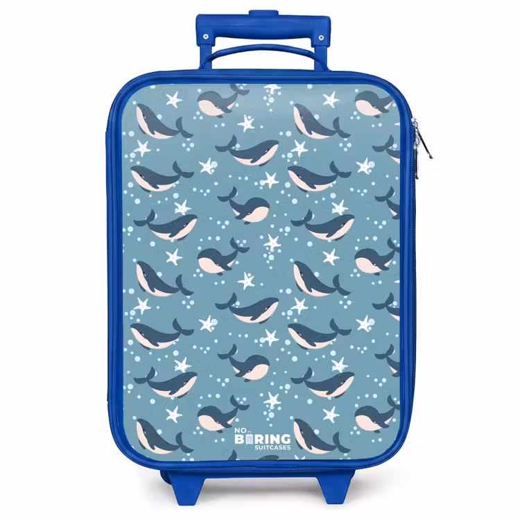 Kinderkoffer - Blauw - Donkerblauw walvissenpatroon met zeesterren — 1