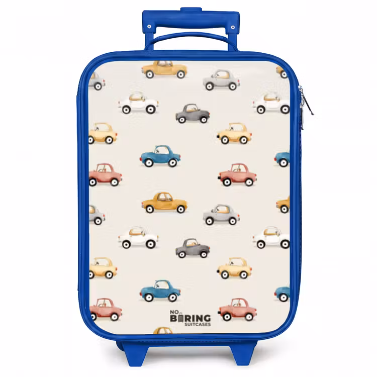Kinderkoffer - Blauw - Kleurrijke retro autootjes — 1