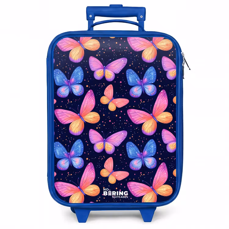 Kinderkoffer - Blauw - Kleurrijke vlinders in roze en blauw — 1