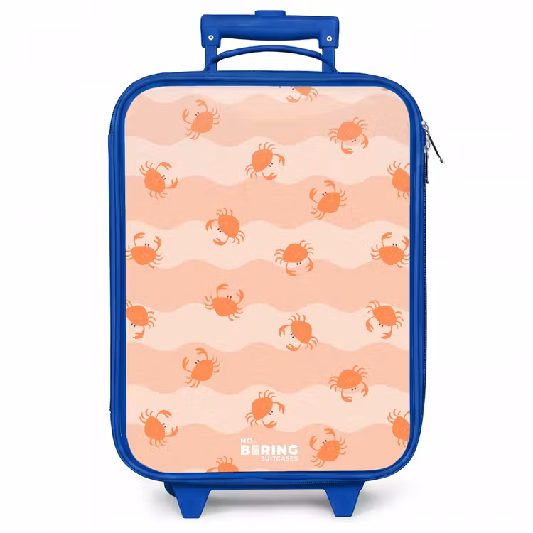 Kinderkoffer - Blauw - Oranje krabben op golvende achtergrond — 1
