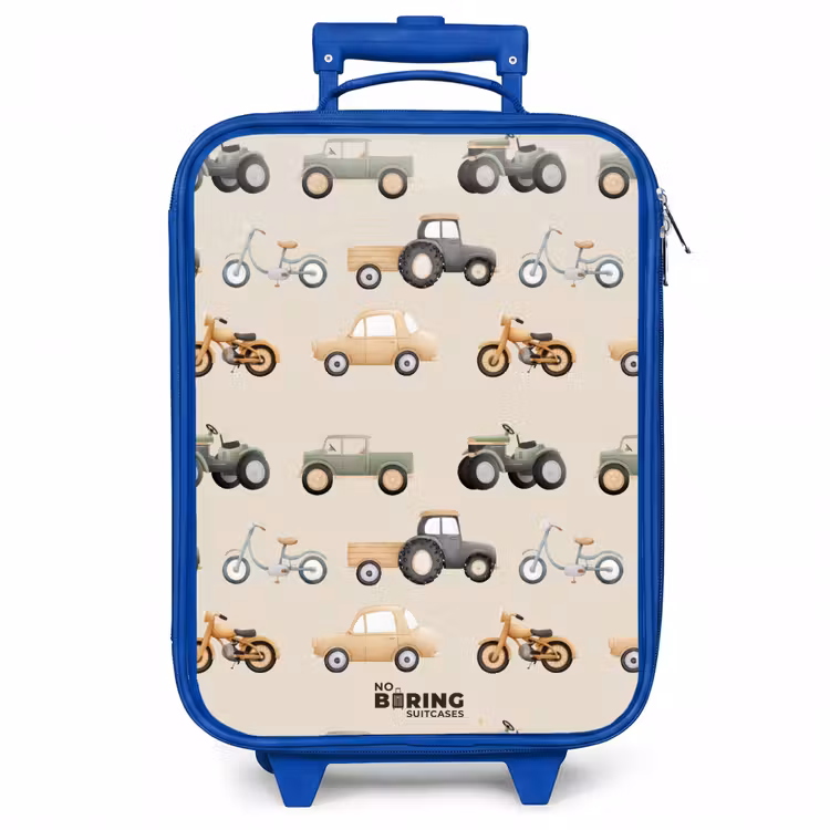 Kinderkoffer - Blauw - Retro voertuigen patroon — 1