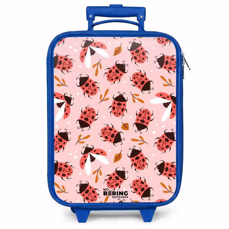 Kinderkoffer - Blauw - Rode lieveheersbeestjes op roze achtergrond — 1