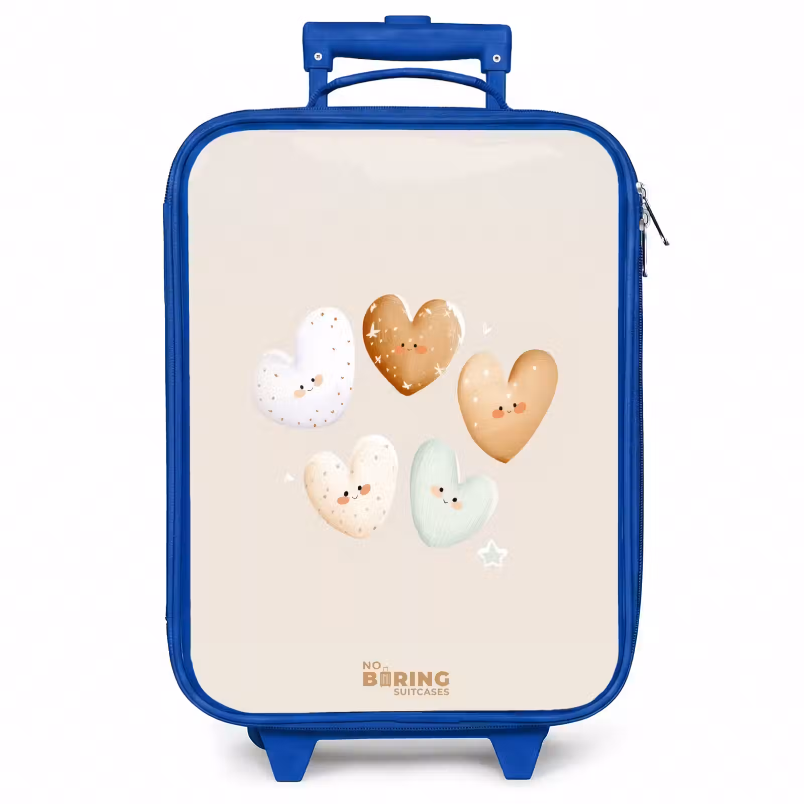 Kinderkoffer - Blauw - Hartjes in zachte beige tinten — 1
