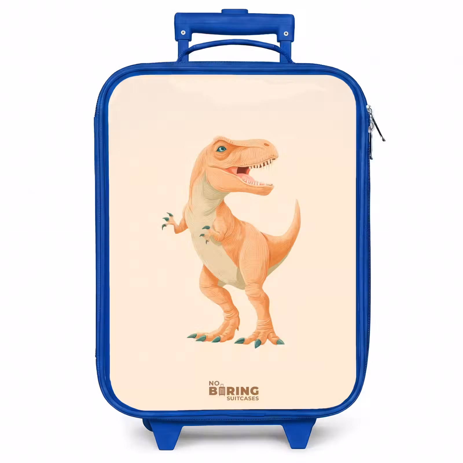 Kinderkoffer - Blauw - T-rex dino in oranje kleuren — 1