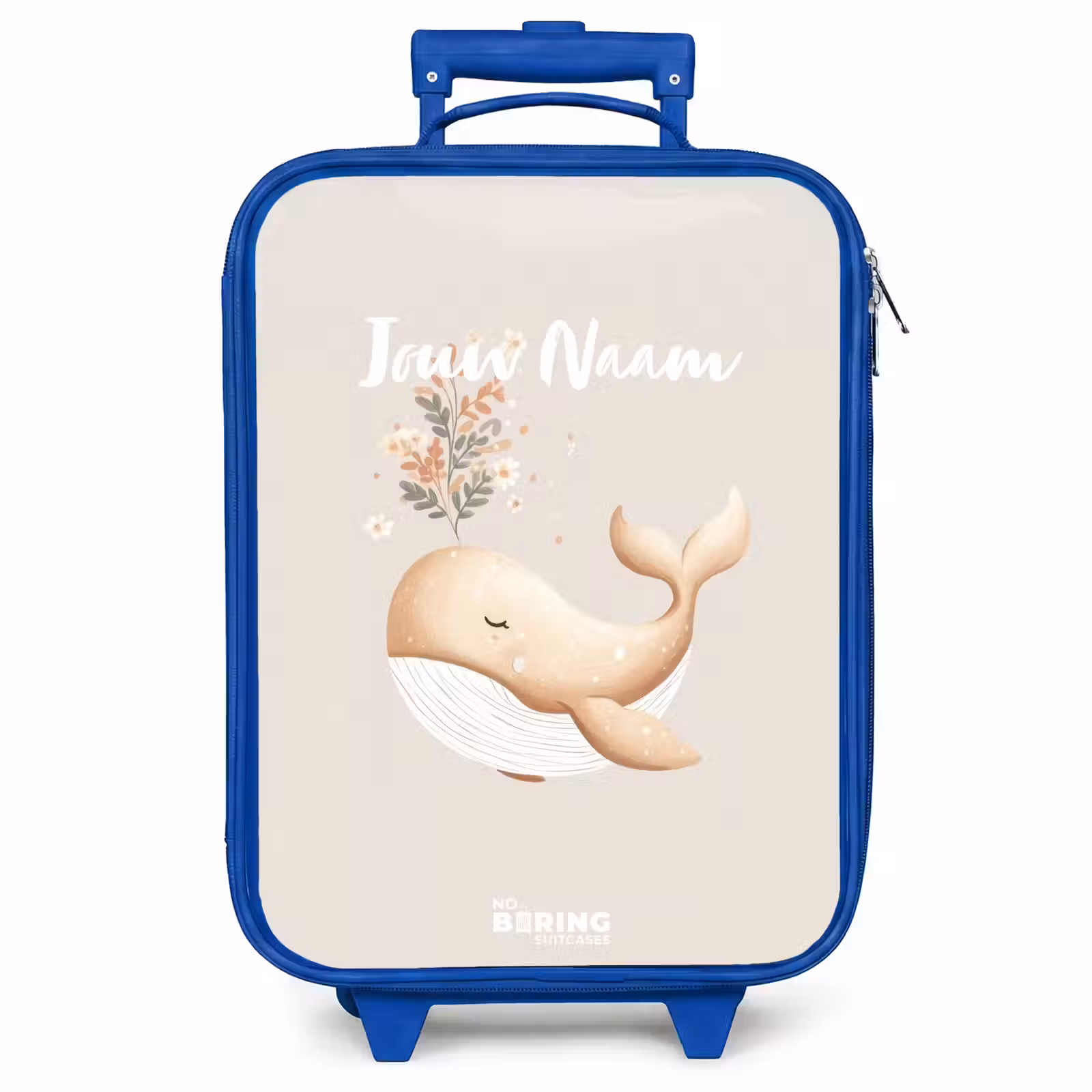 Kinderkoffer - Blauw - Walvis in pastel beige kleuren — 1