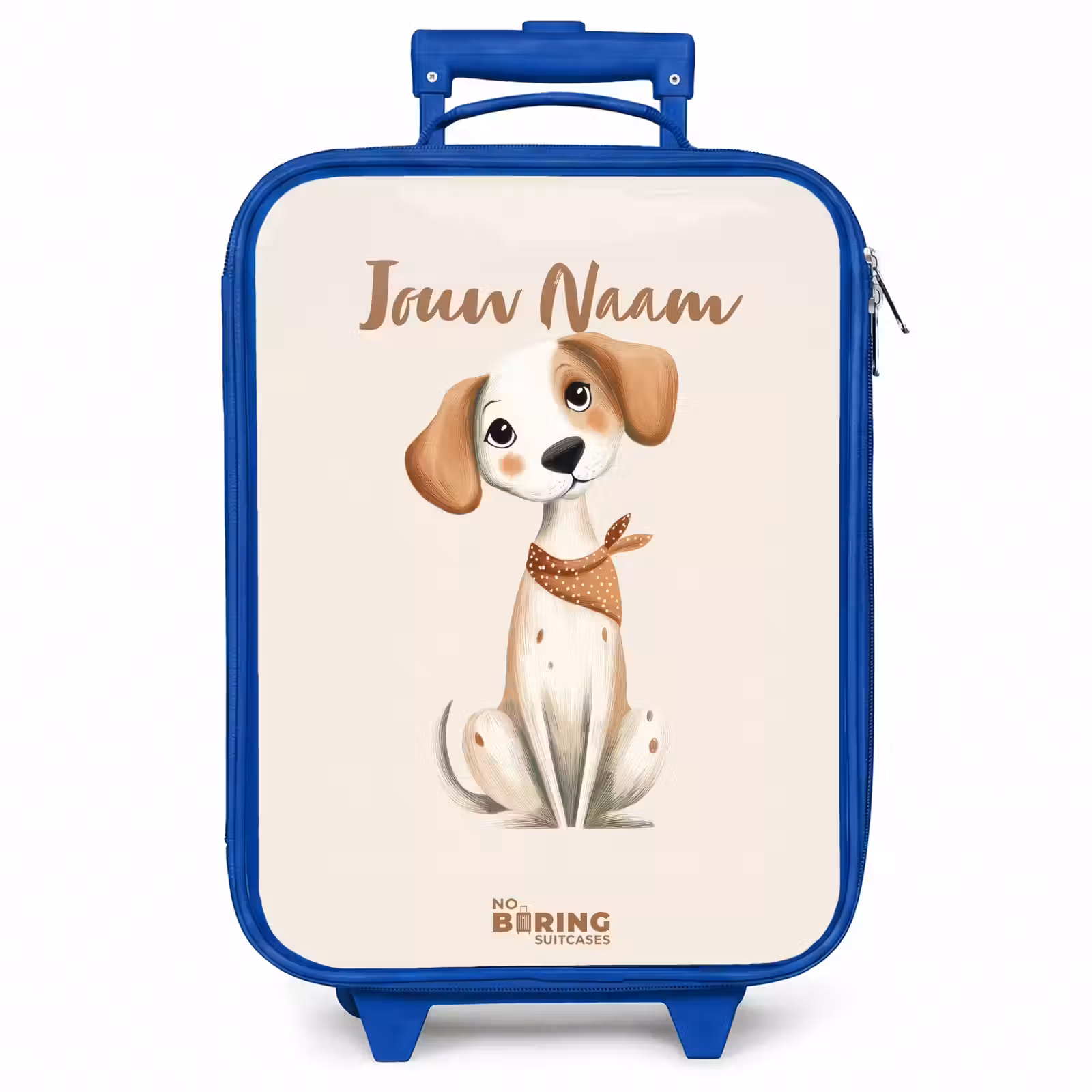 Kinderkoffer - Blauw - Bruin gevlekte pup op een beige achtergrond — 1
