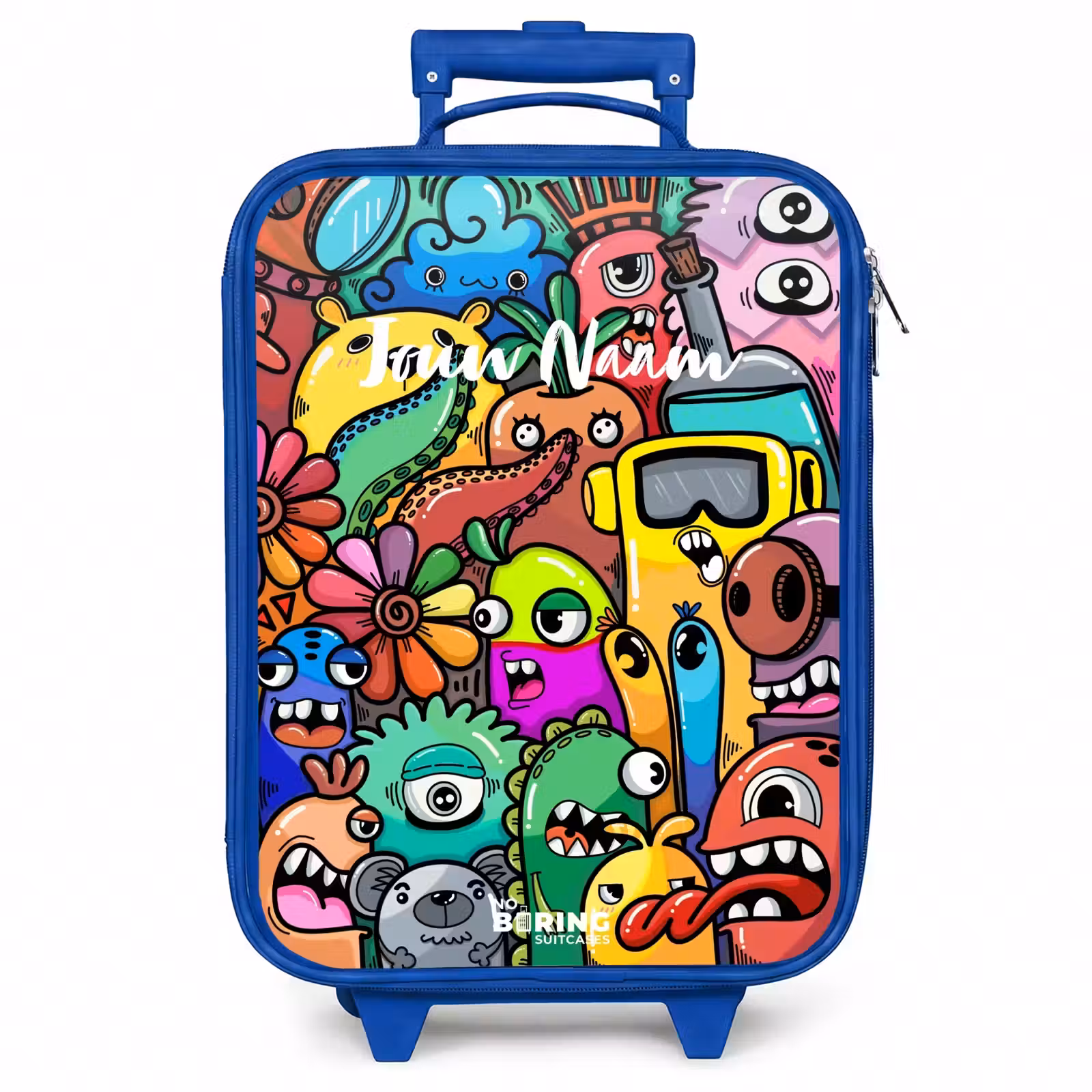 Kinderkoffer - Blauw - Expressief en druk patroon met monsters — 1