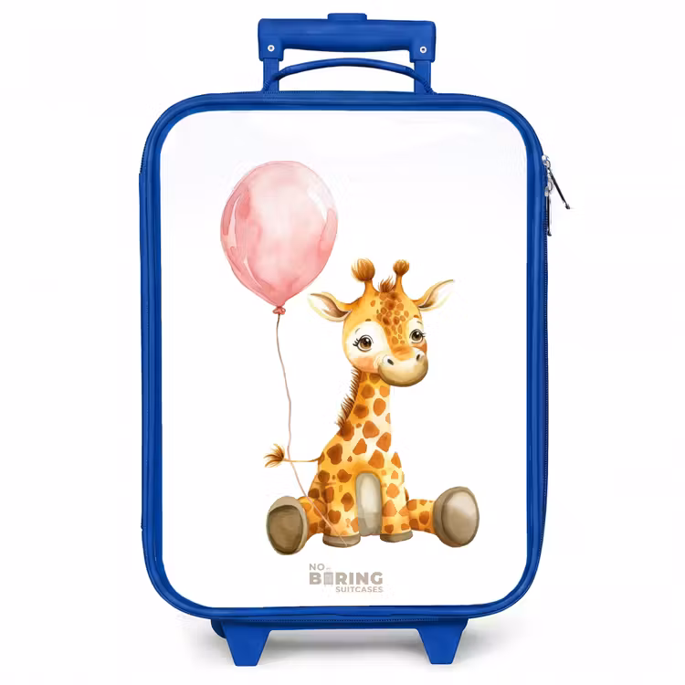 Kinderkoffer - Blauw - Giraffe met roze ballon — 1