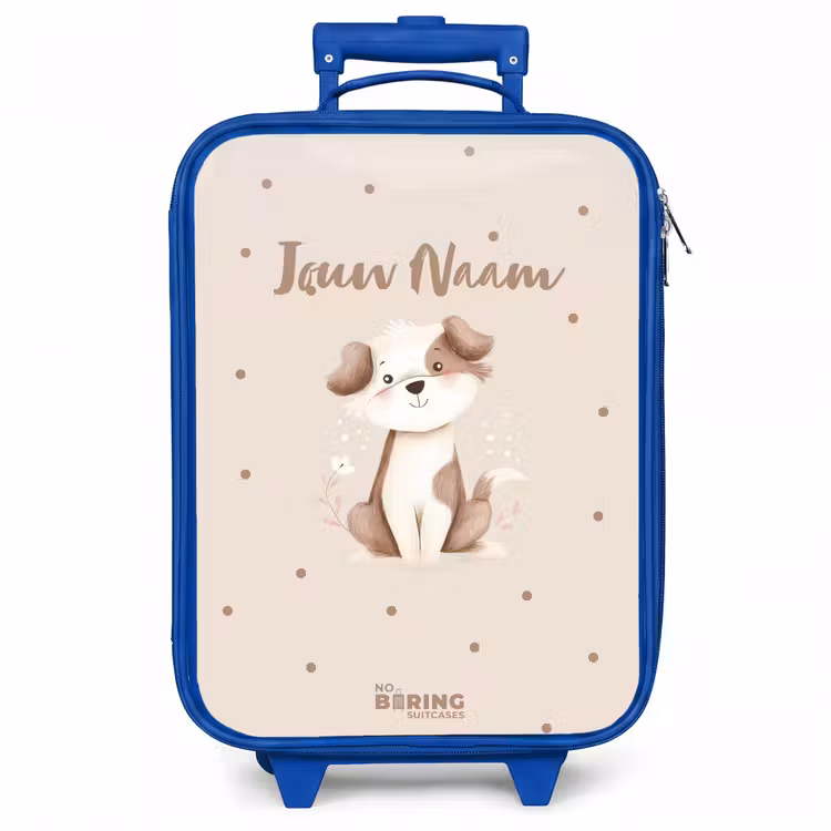 Kinderkoffer - Blauw - Honden pup omringd door bruine stippen — 1