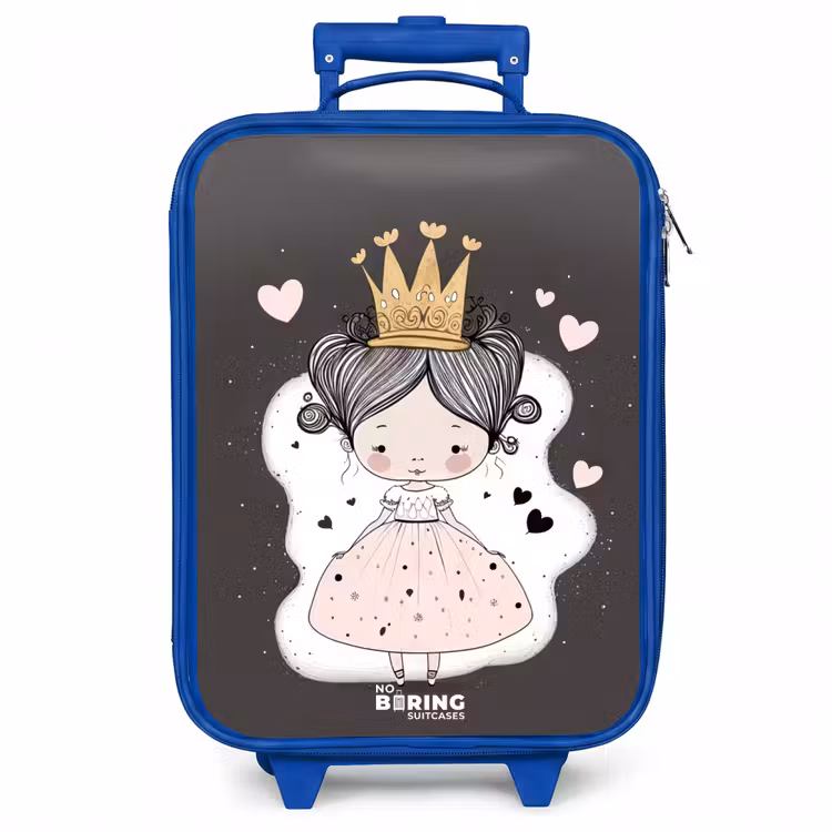 Kinderkoffer - Blauw - Kleine prinses op zwarte achtergrond — 1