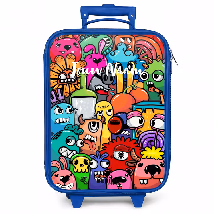 Kinderkoffer - Blauw - Knallende gekleurde monsters — 1