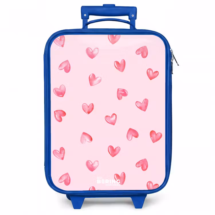 Kinderkoffer - Blauw - Roze hartjes — 1