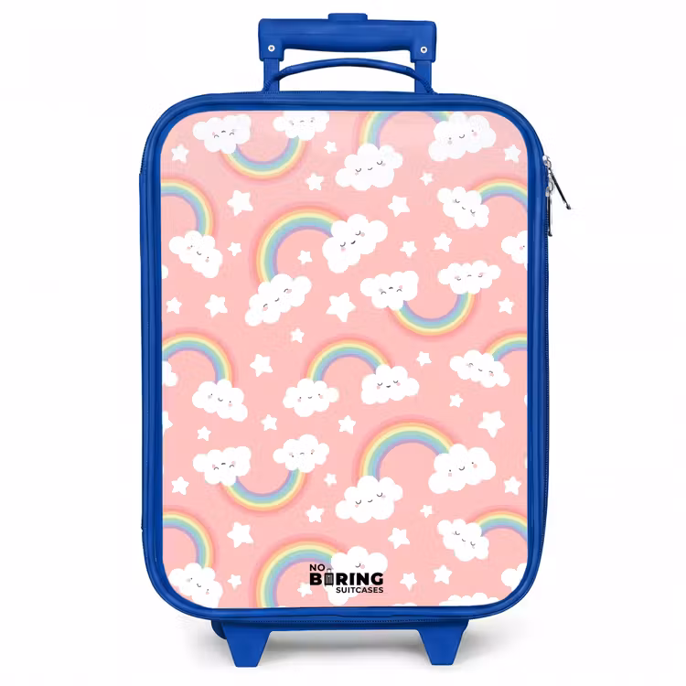 Kinderkoffer - Blauw - Roze met regenboog patroon — 1