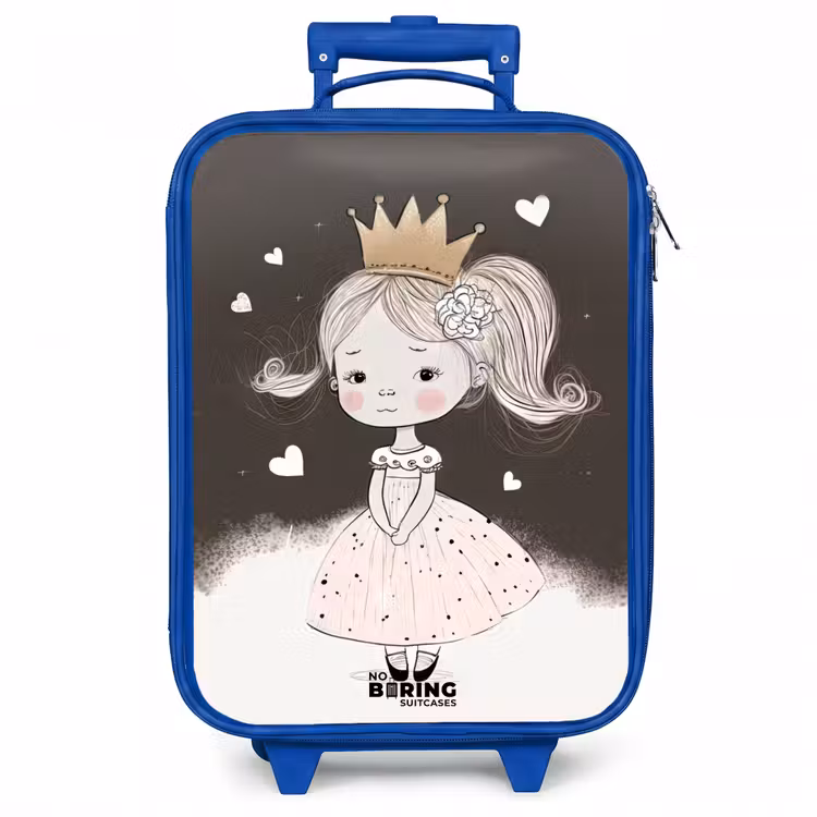 Kinderkoffer - Blauw - Verlegen prinses met bloem — 1