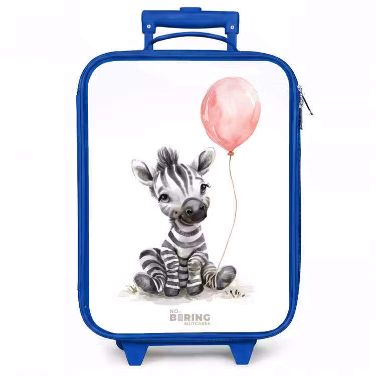 Kinderkoffer - Blauw - Zebra met roze ballon — 1