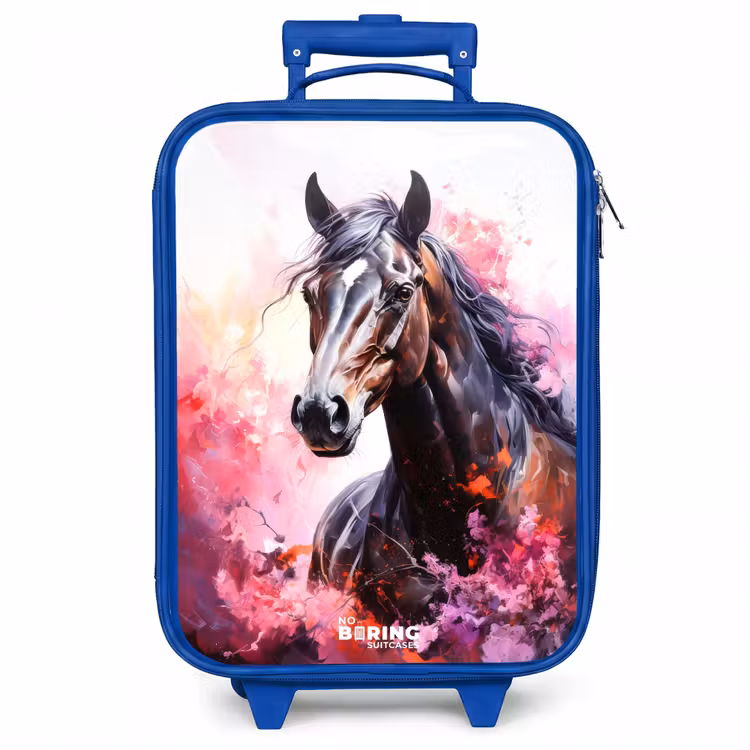 Kinderkoffer - Blauw - Aquarel paard in kleurexplosie — 1