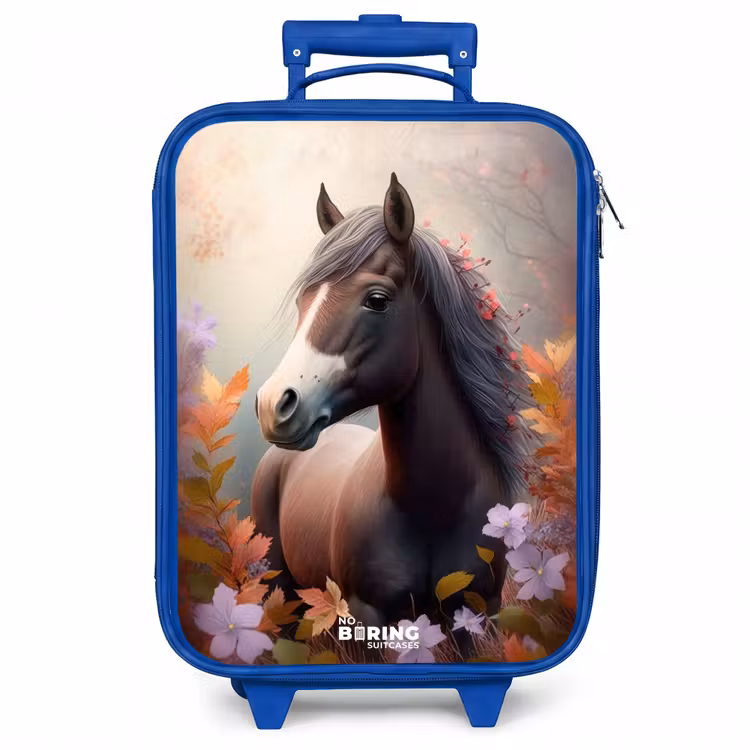 Kinderkoffer - Blauw - Bruin paard in de herfst — 1