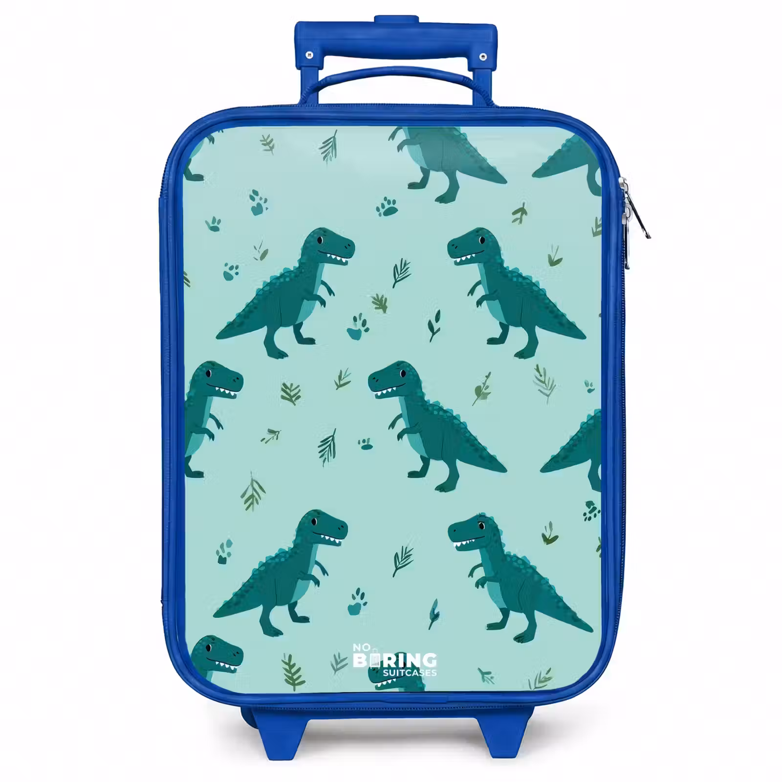 Kinderkoffer - Blauw - Vriendelijke T. rex tussen sporen — 1