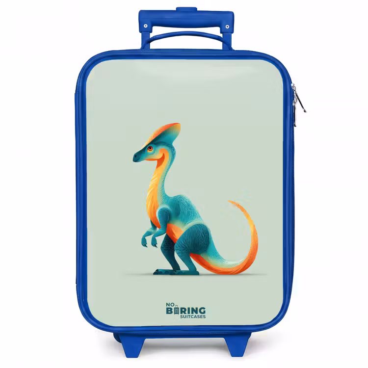 Kinderkoffer - Blauw - Elegante dino met kam — 1