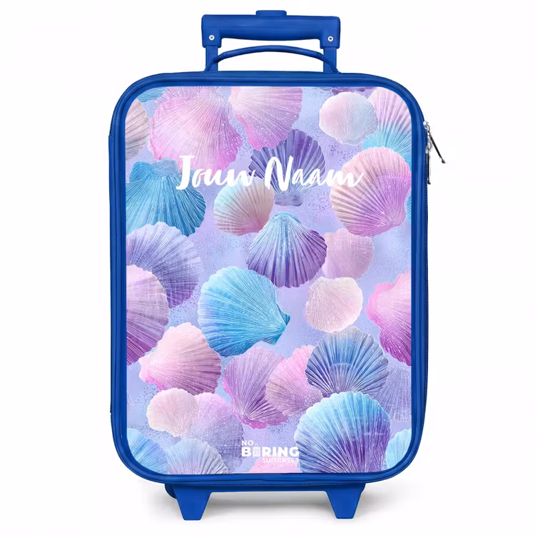 Kinderkoffer - Blauw - Gekleurde schelpen op een paarse achtergrond — 1
